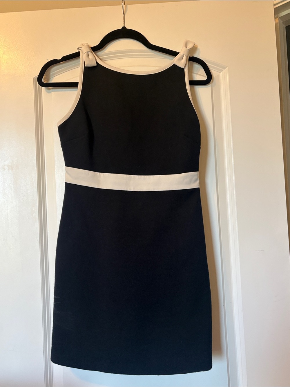 LoveShackFancy Black Mini Dress with Cream Accents